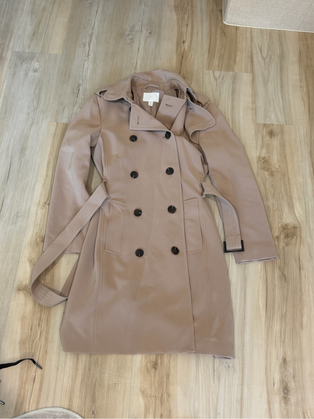 Women's Double-Breasted Trench Coat in Dusty Rose